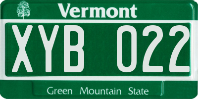 VT license plate XYB022