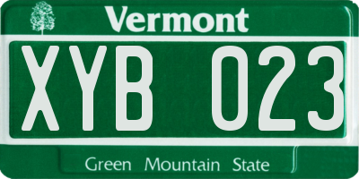 VT license plate XYB023