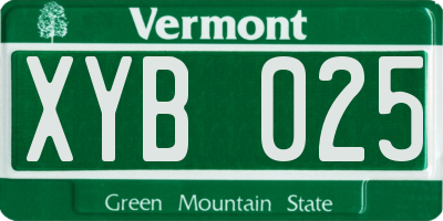 VT license plate XYB025