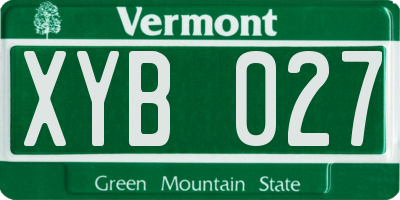 VT license plate XYB027