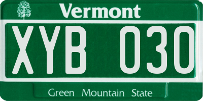 VT license plate XYB030