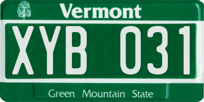 VT license plate XYB031