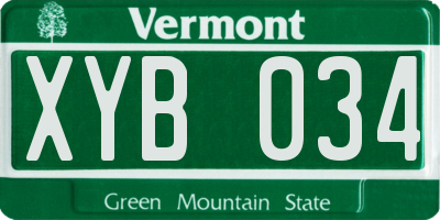 VT license plate XYB034
