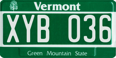 VT license plate XYB036