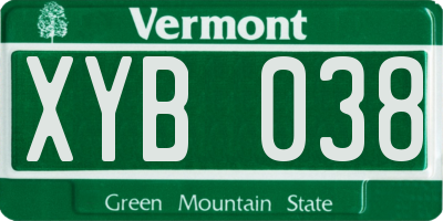 VT license plate XYB038