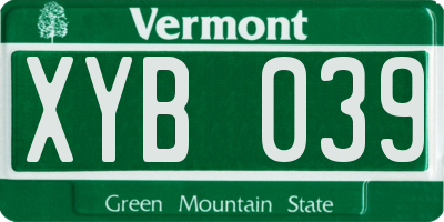 VT license plate XYB039