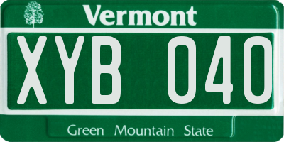 VT license plate XYB040