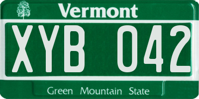 VT license plate XYB042