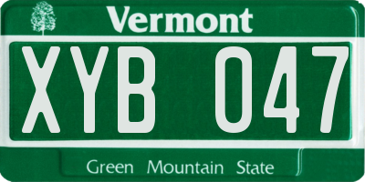 VT license plate XYB047