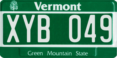 VT license plate XYB049