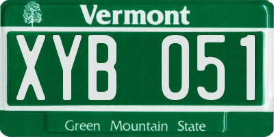 VT license plate XYB051