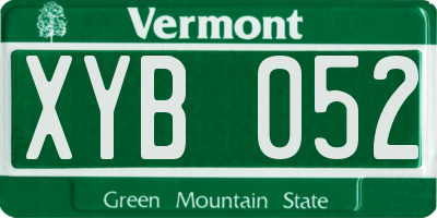 VT license plate XYB052
