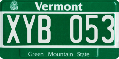 VT license plate XYB053