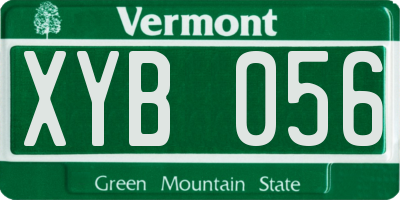 VT license plate XYB056