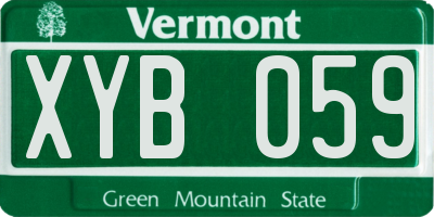 VT license plate XYB059