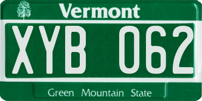 VT license plate XYB062
