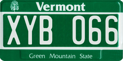 VT license plate XYB066