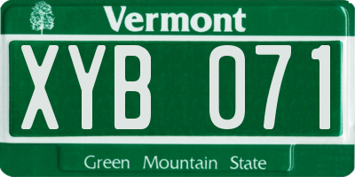 VT license plate XYB071