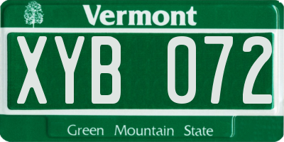 VT license plate XYB072