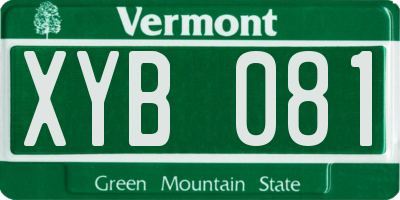 VT license plate XYB081