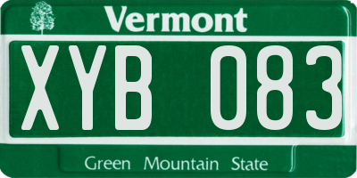 VT license plate XYB083