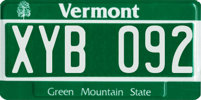 VT license plate XYB092
