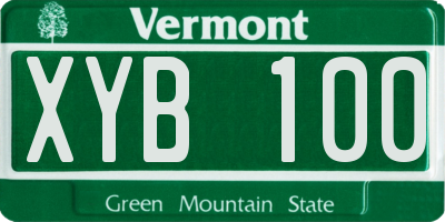 VT license plate XYB100