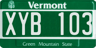 VT license plate XYB103