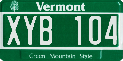 VT license plate XYB104