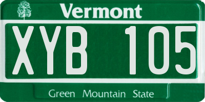 VT license plate XYB105
