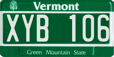 VT license plate XYB106