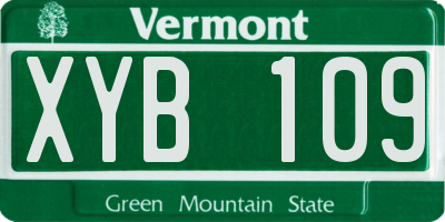 VT license plate XYB109