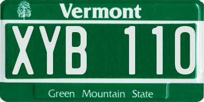 VT license plate XYB110