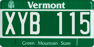 VT license plate XYB115
