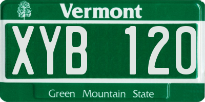 VT license plate XYB120