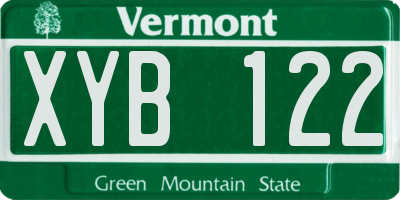 VT license plate XYB122