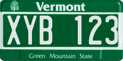 VT license plate XYB123