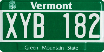 VT license plate XYB182