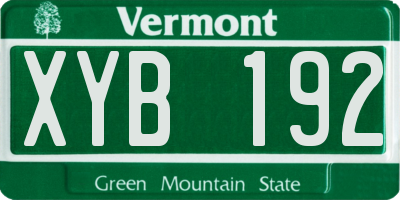VT license plate XYB192