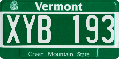 VT license plate XYB193