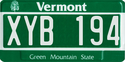 VT license plate XYB194