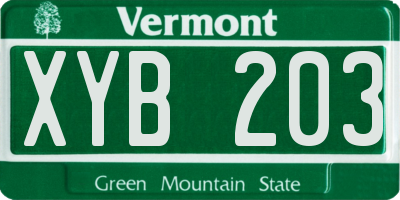 VT license plate XYB203