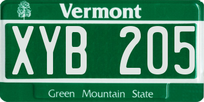 VT license plate XYB205