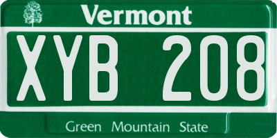 VT license plate XYB208