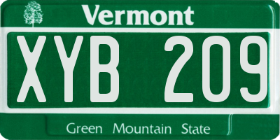 VT license plate XYB209