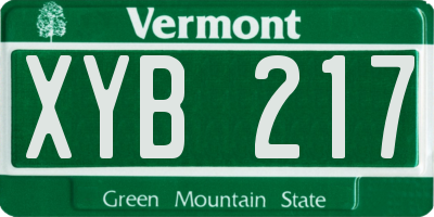 VT license plate XYB217