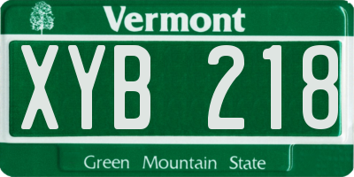 VT license plate XYB218