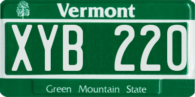 VT license plate XYB220