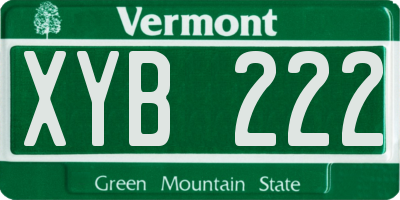 VT license plate XYB222