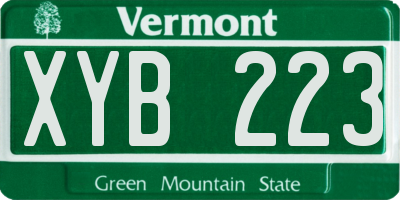 VT license plate XYB223